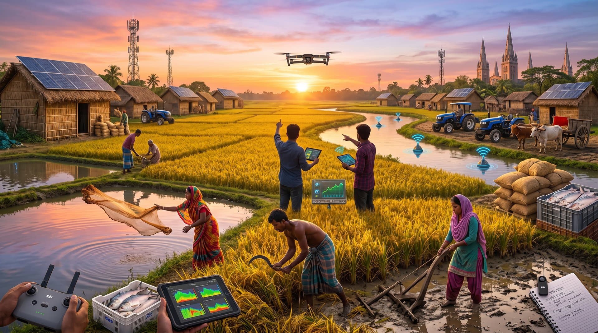 Jessore students blend agriculture and tech with drones over rice fields and fish ponds
