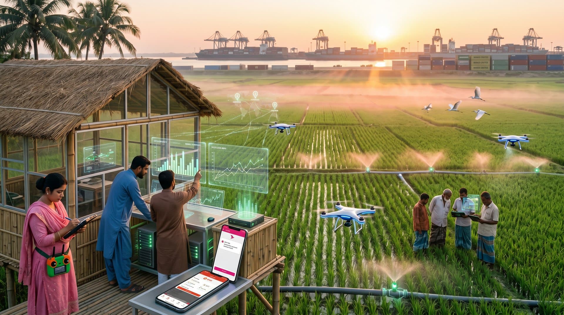 Autonomous drones and AI sensors optimize Jessore farms with BTC market overlay in high-tech ag scene
