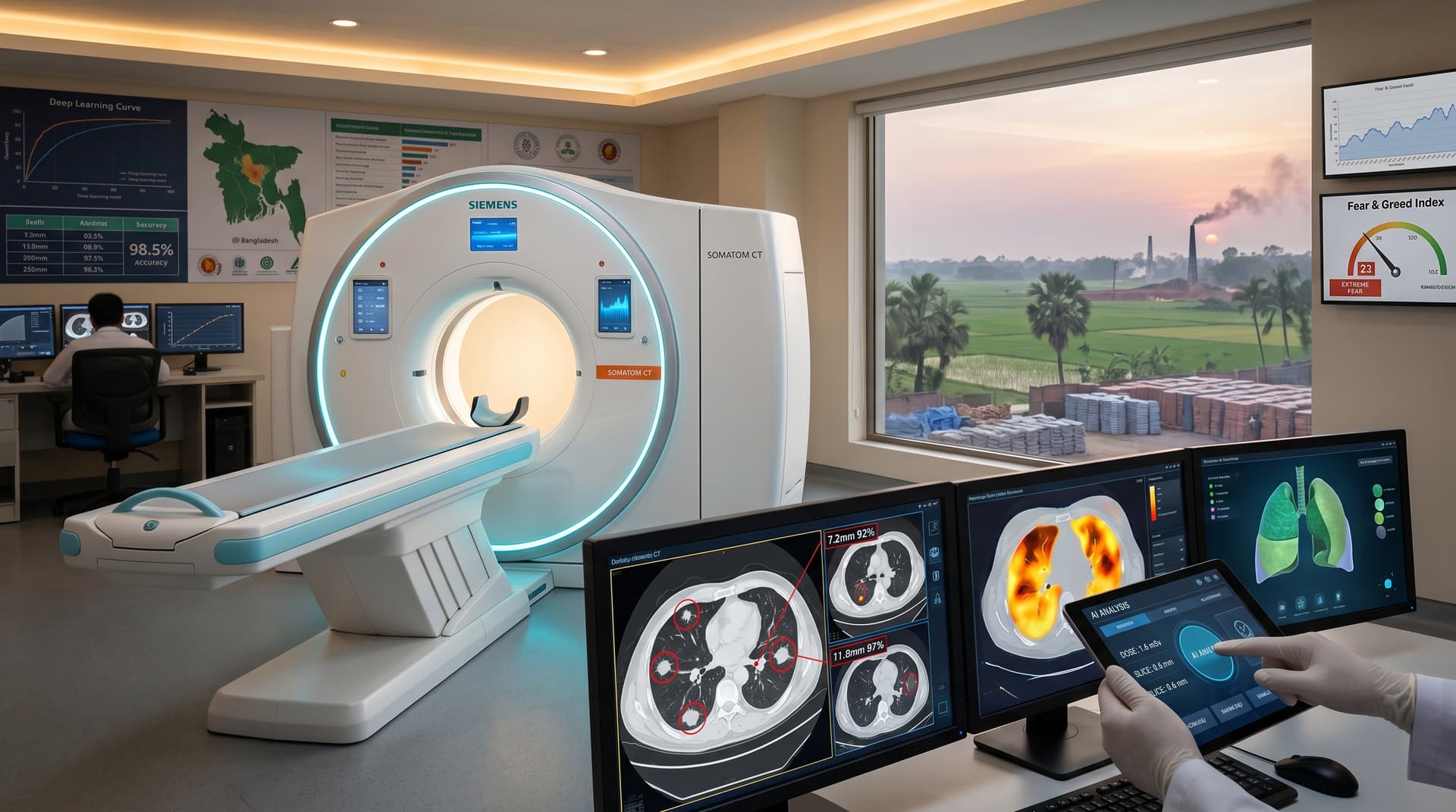 AI Lung Cancer Screening Cuts Radiation 90% as Fear Index Hits 23