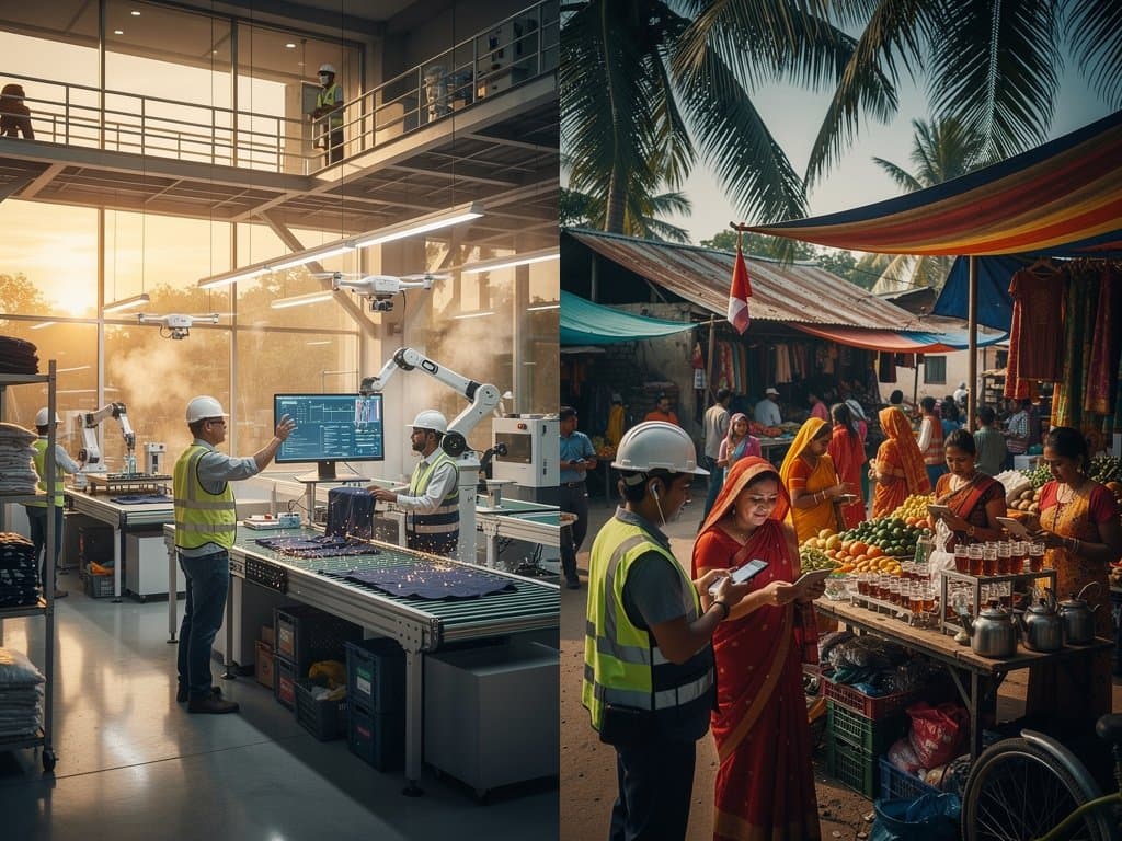 AI automation in US factory contrasts with Jessore family using remittances app amid crypto market chart