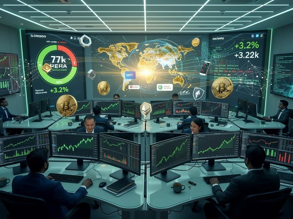 Trading screens show AI sell-off recovery with Fear & Greed at 26 and Bangladesh remittance maps