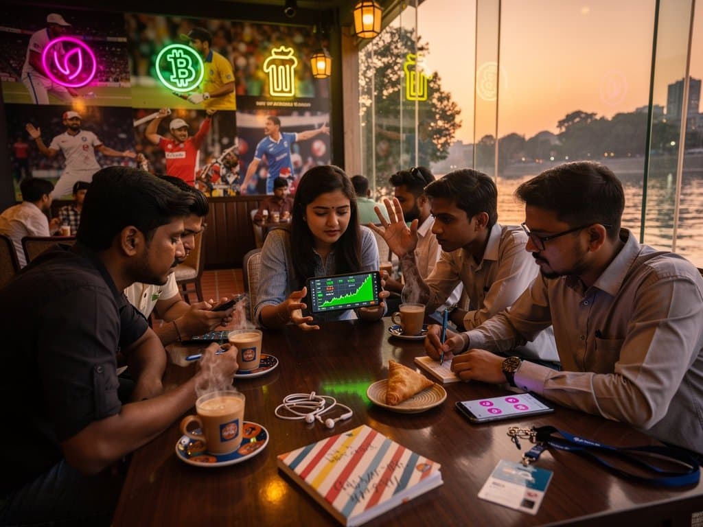 Jessore youth in cafe trading Dogecoin amid BTC rally charts and bKash fintech elements